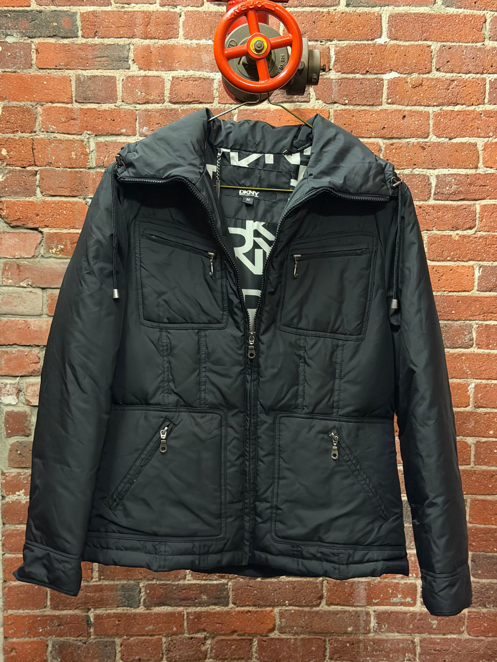 Vintage DKNY Black Quilted Puffer Jacket With Logo Lining