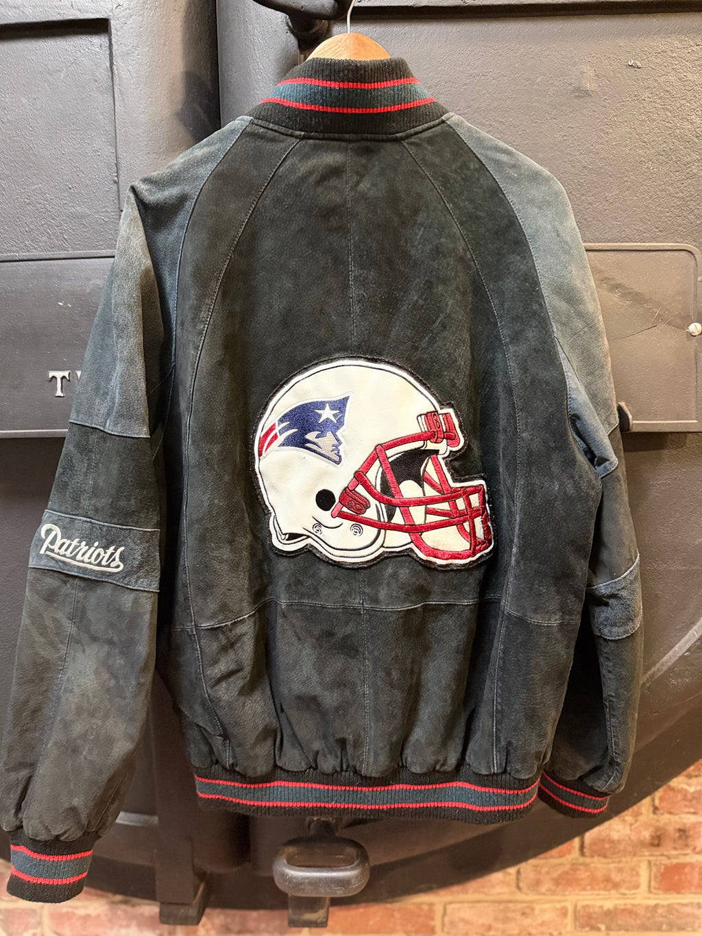 Vintage New England Patriots NFL Bomber Jacket W/ Embroidered Helmet Logo