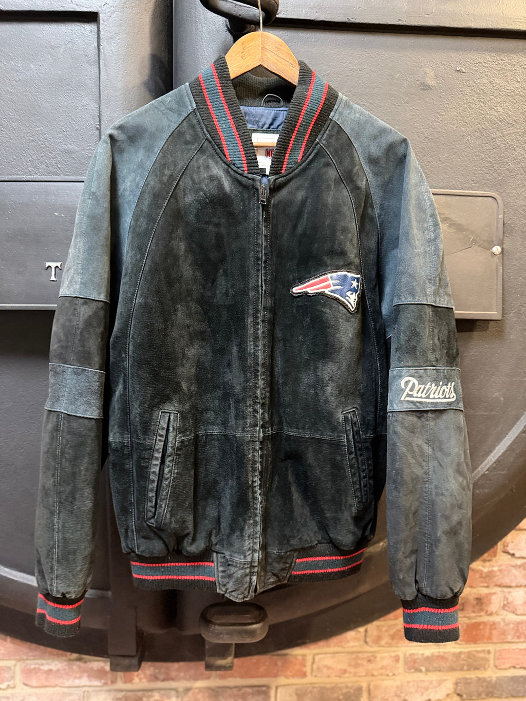 Vintage New England Patriots NFL Bomber Jacket W/ Embroidered Helmet Logo
